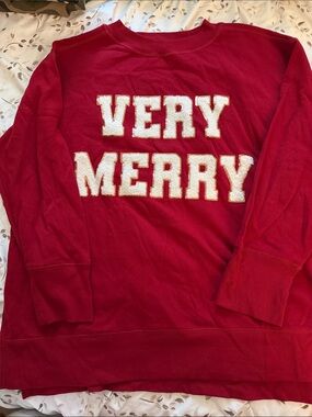 Maurices Red "Very Merry" Holiday Sweatshirt